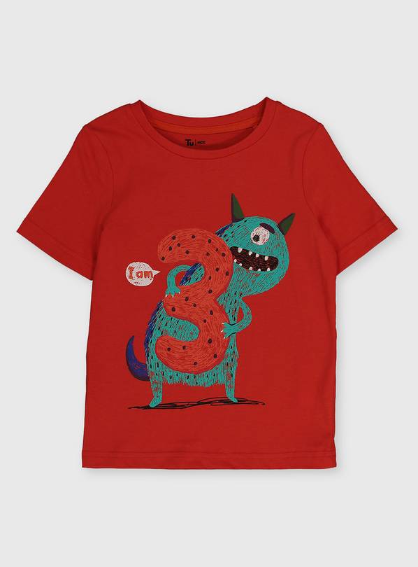 Red Monster I Am 3 T-Shirt - 1.5-2 years